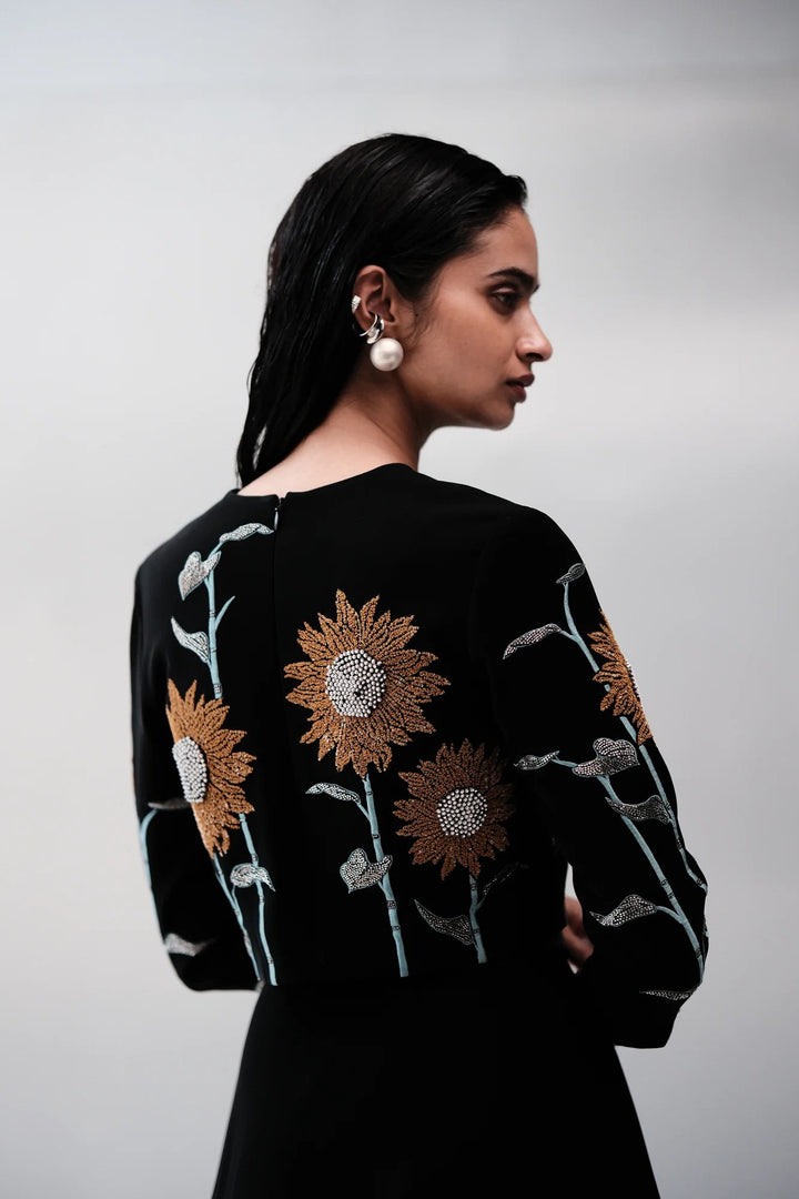 SUNFLOWER BLOUSE WITH STATEMENT SKIRT