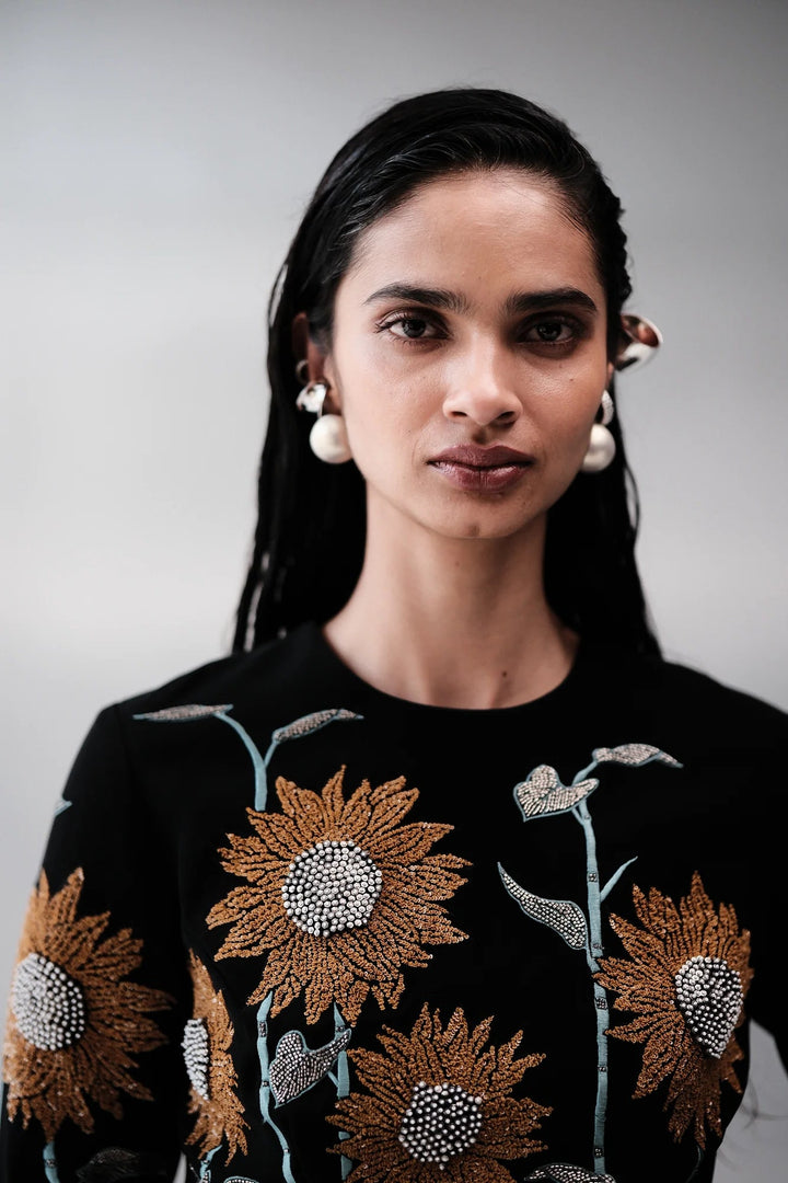 SUNFLOWER BLOUSE WITH STATEMENT SKIRT