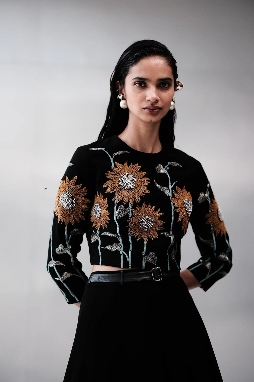 SUNFLOWER BLOUSE WITH STATEMENT SKIRT