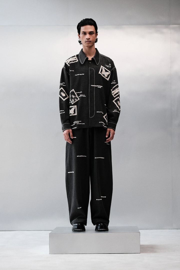 BUG STAMP OVERSIZED JACKET WITH BAGGY PANTS