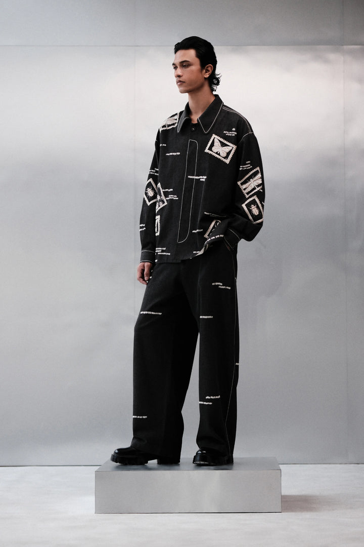 BUG STAMP OVERSIZED JACKET WITH BAGGY PANTS
