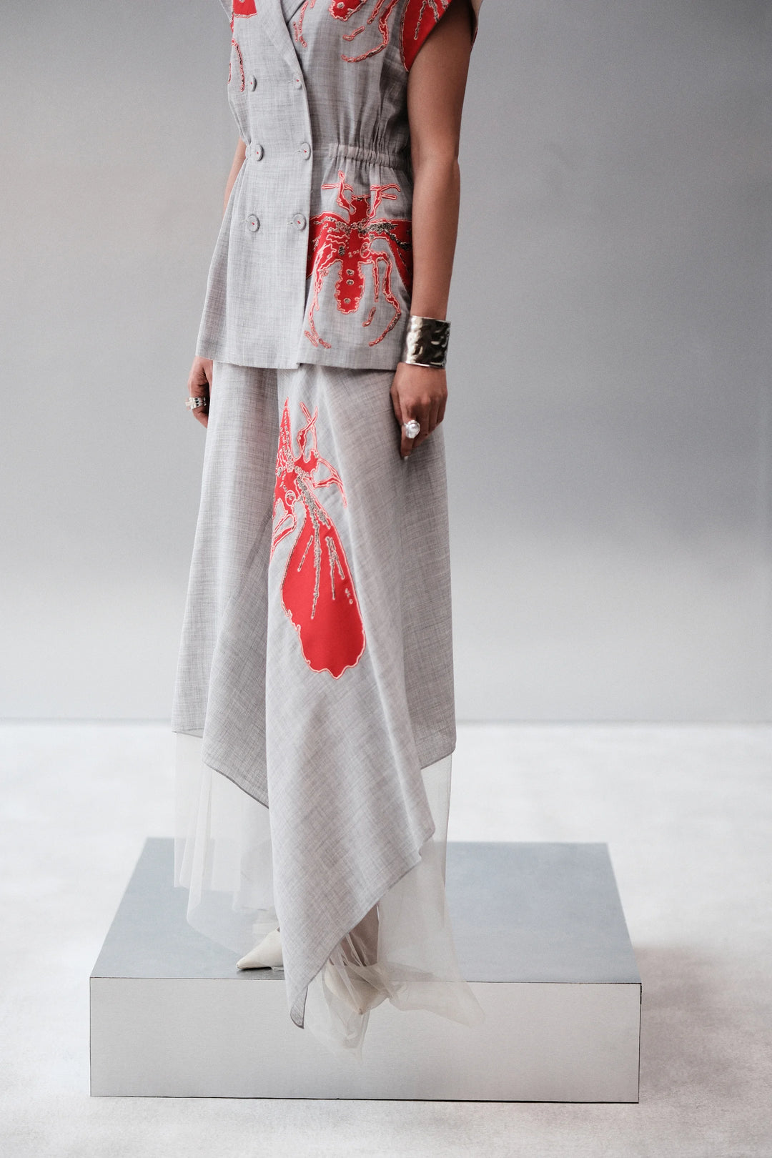 WASP WRAP ROBE JACKET WITH ASYMMETRIC SKIRT