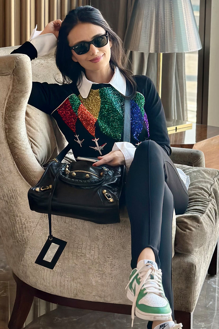Roshni Chopra In Fly Over The Rainbow Raglan Sweatshirt