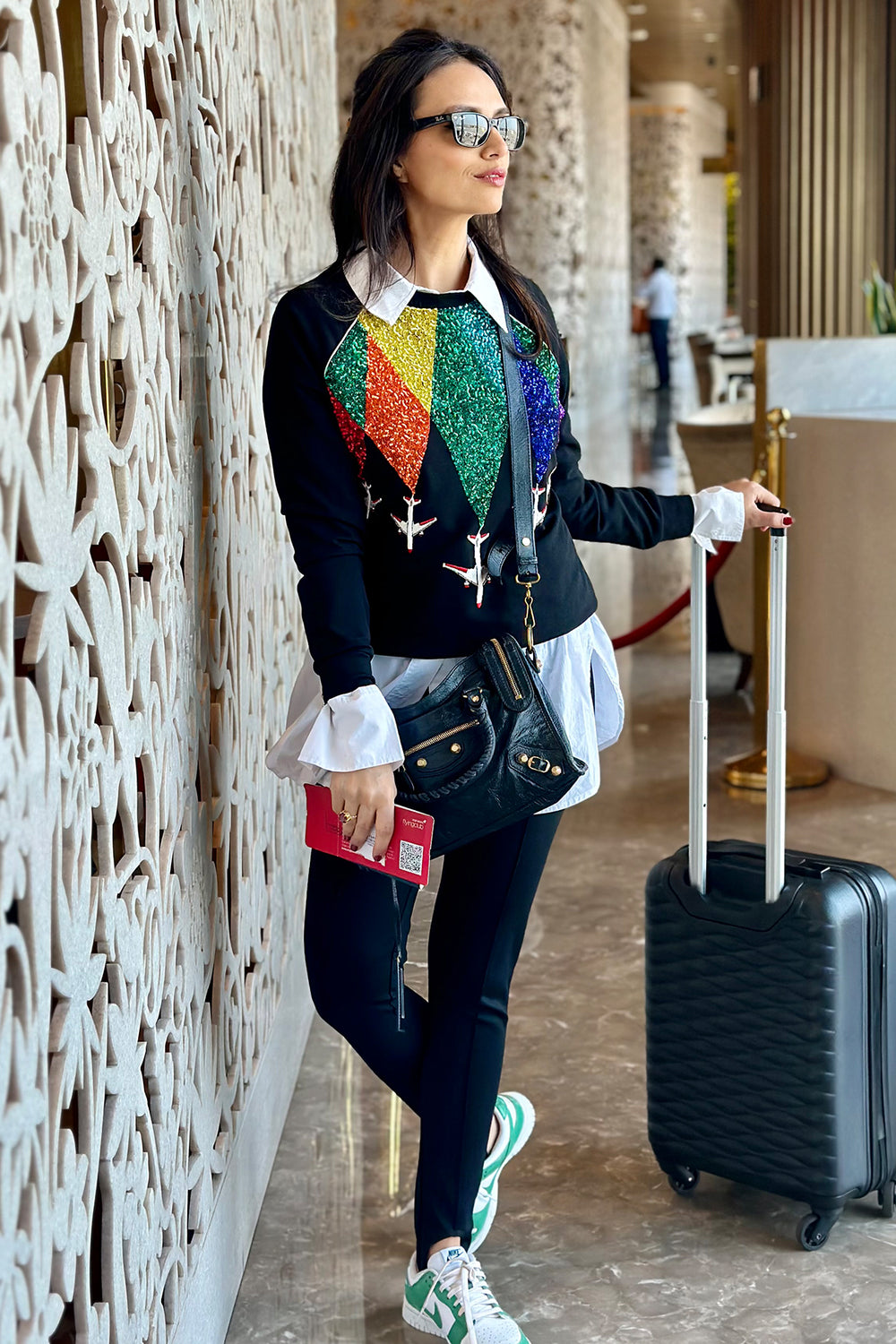 Roshni Chopra In Fly Over The Rainbow Raglan Sweatshirt
