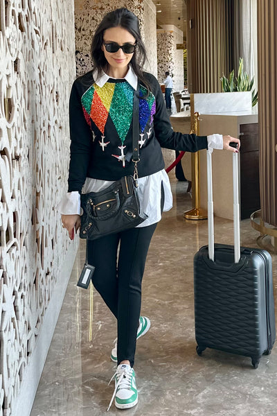 Roshni Chopra In Fly Over The Rainbow Raglan Sweatshirt