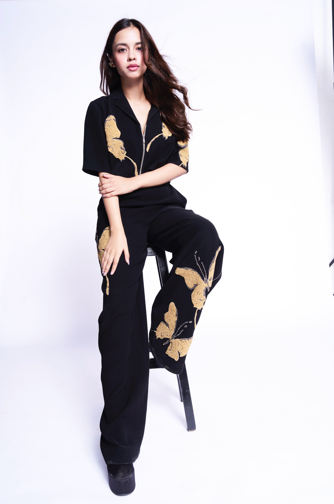 Nitashi Goel in FADING BUTTERFLY CROPPED SHIRT WITH FLARED PANTS