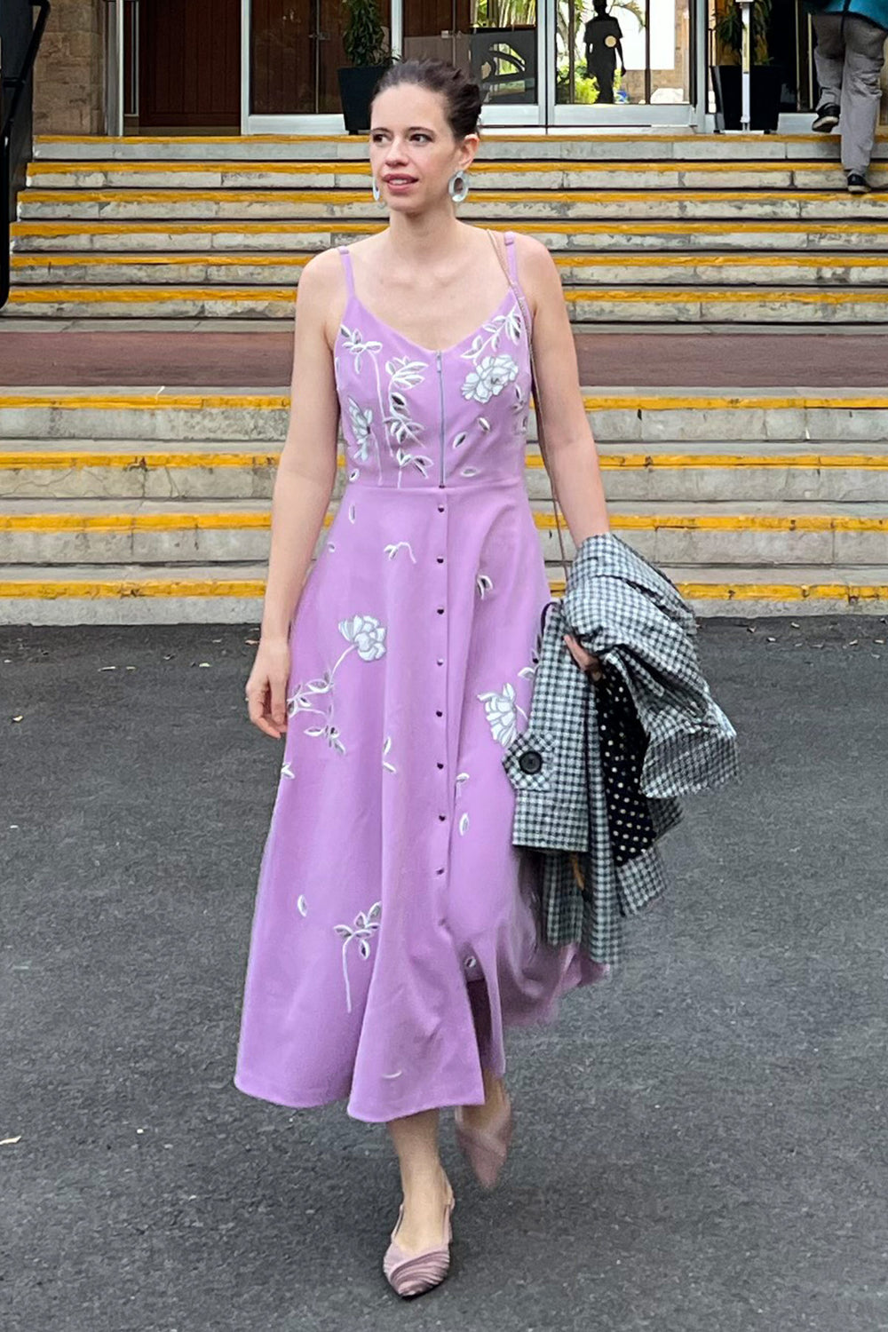 Kalki Koechlin In Abstract Rose Spagetti Strap Midi Dress