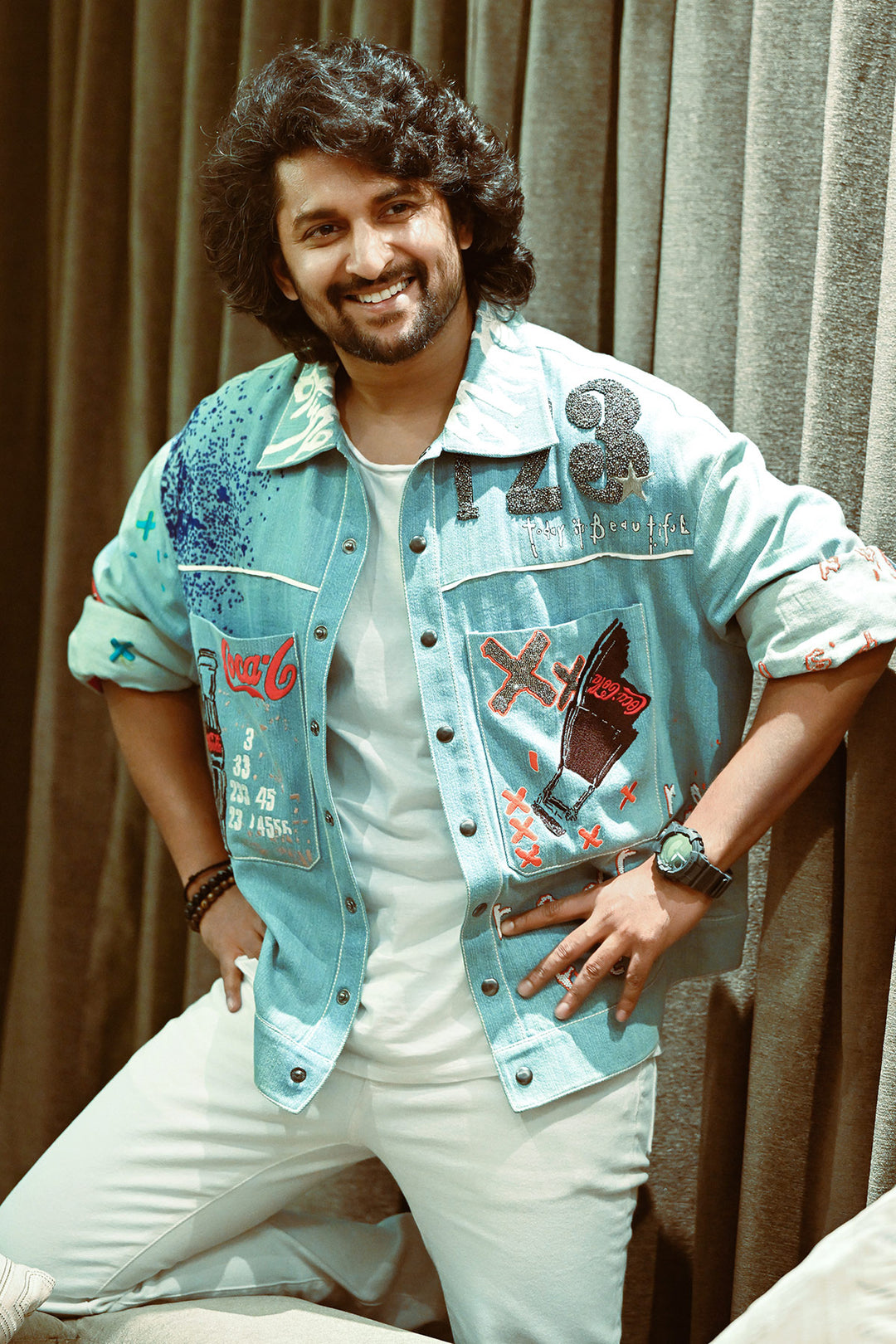 Naveen Babu(Nani) In Dream, Discover, Explore Hi-Low Denim Jacket