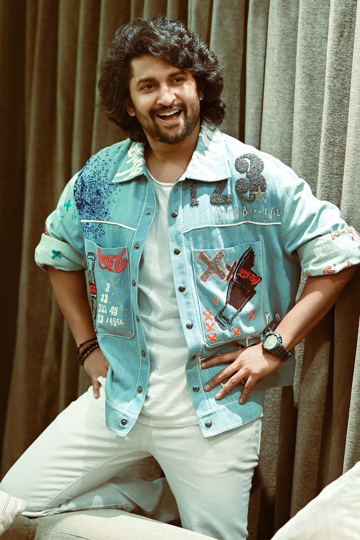 Naveen Babu(Nani) In Dream, Discover, Explore Hi-Low Denim Jacket