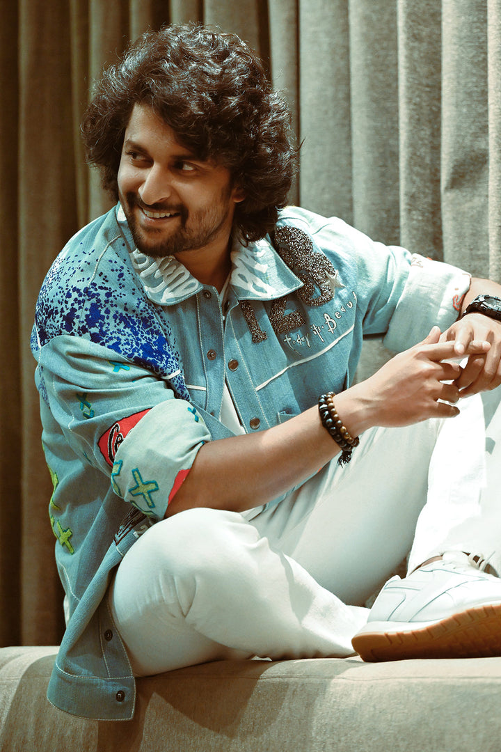 Naveen Babu(Nani) In Dream, Discover, Explore Hi-Low Denim Jacket