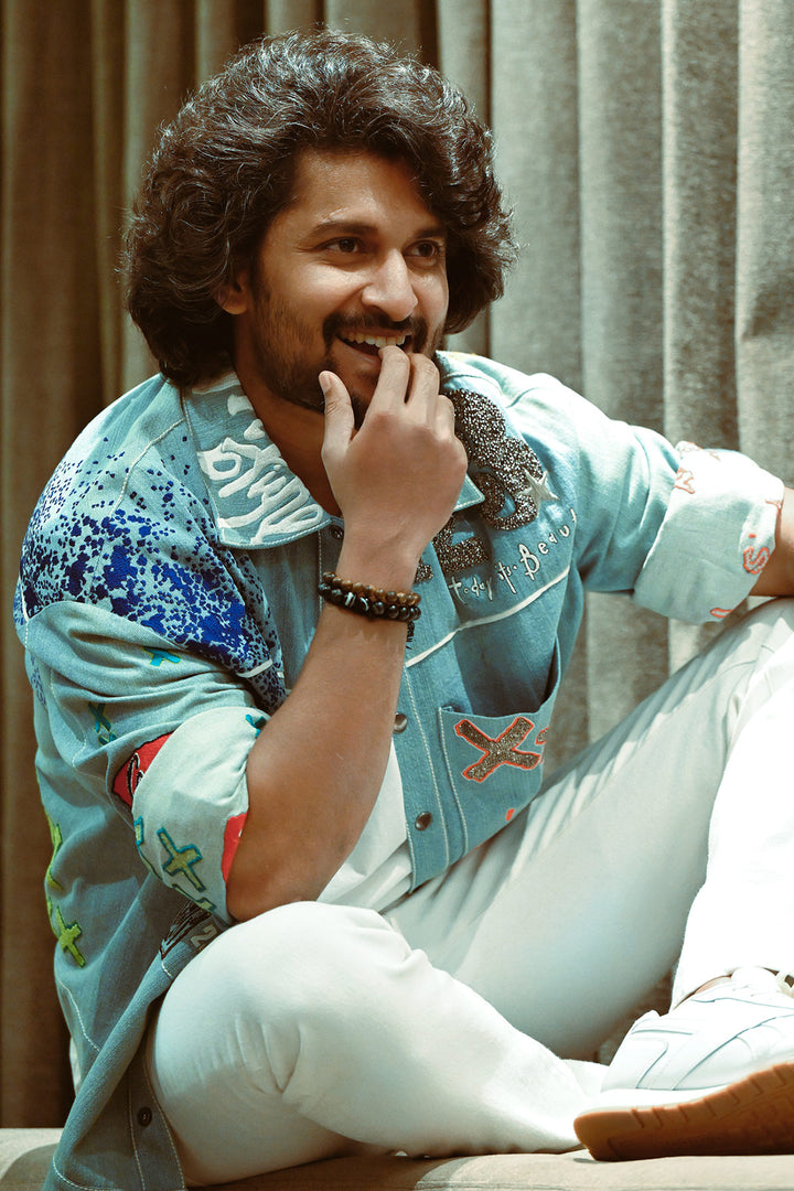 Naveen Babu(Nani) In Dream, Discover, Explore Hi-Low Denim Jacket