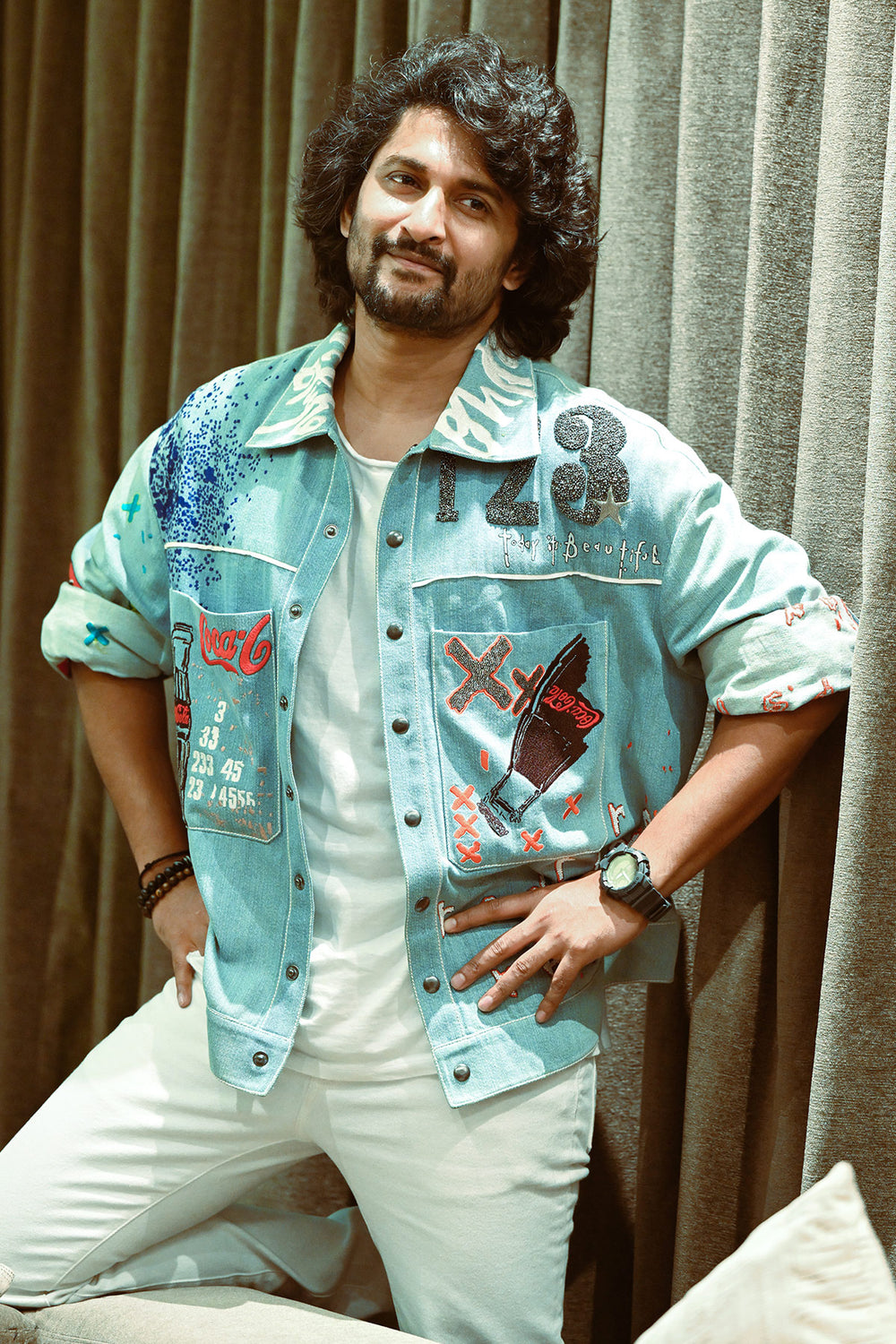 Naveen Babu(Nani) In Dream, Discover, Explore Hi-Low Denim Jacket