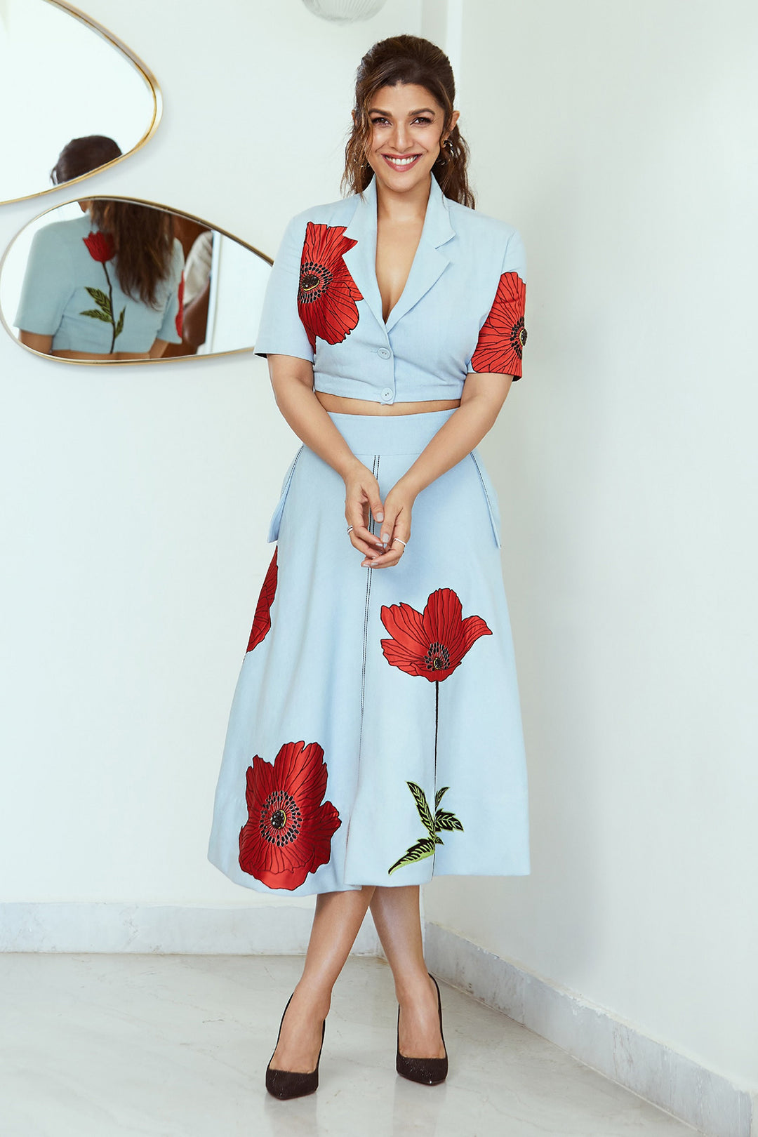 Nimrat Kaur In Poppy Double Breast Top And Circular Skirt