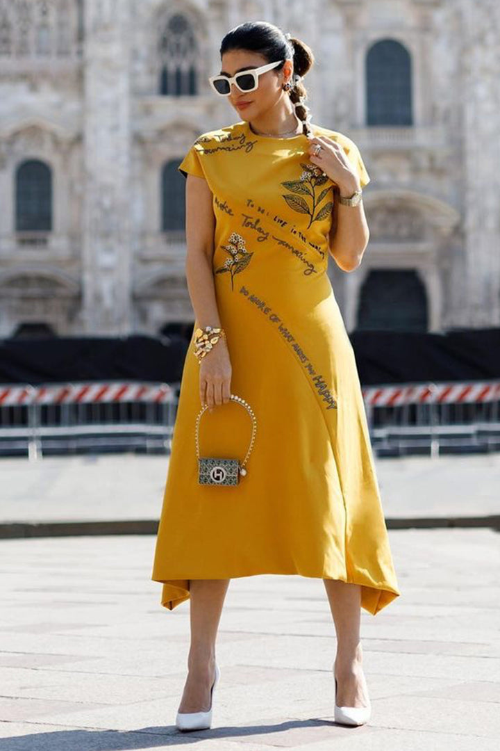 Khushnaz in Live in the Moment Panelled Handkerchief Long Dress