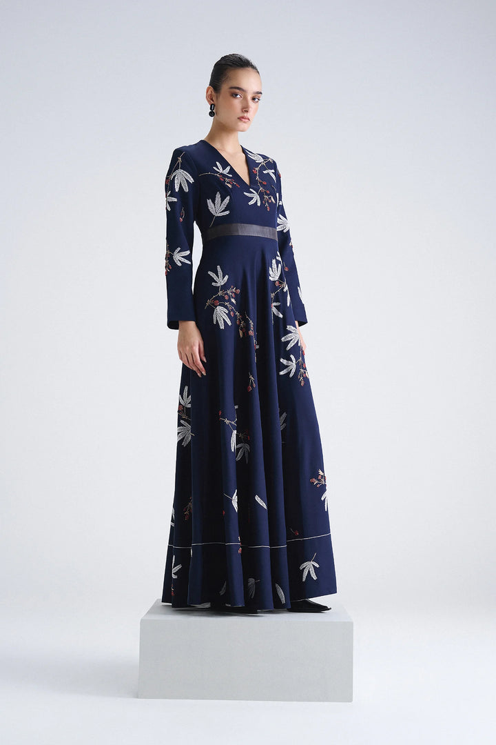 TINY BRANCHES LONG CIRCULAR DRESS