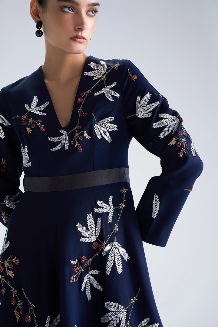 TINY BRANCHES LONG CIRCULAR DRESS