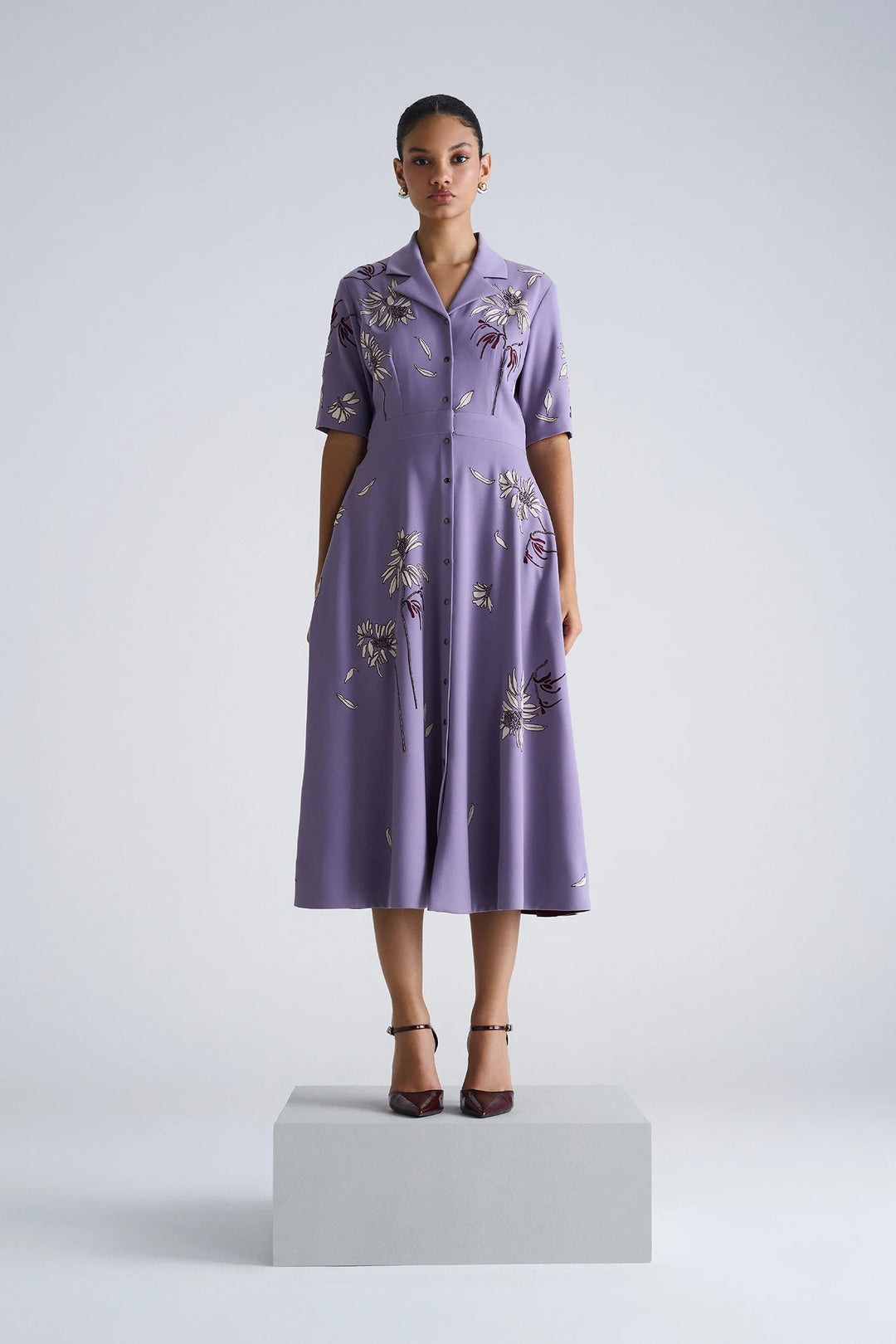 CRYS COAT COLLAR CIRCULAR DRESS