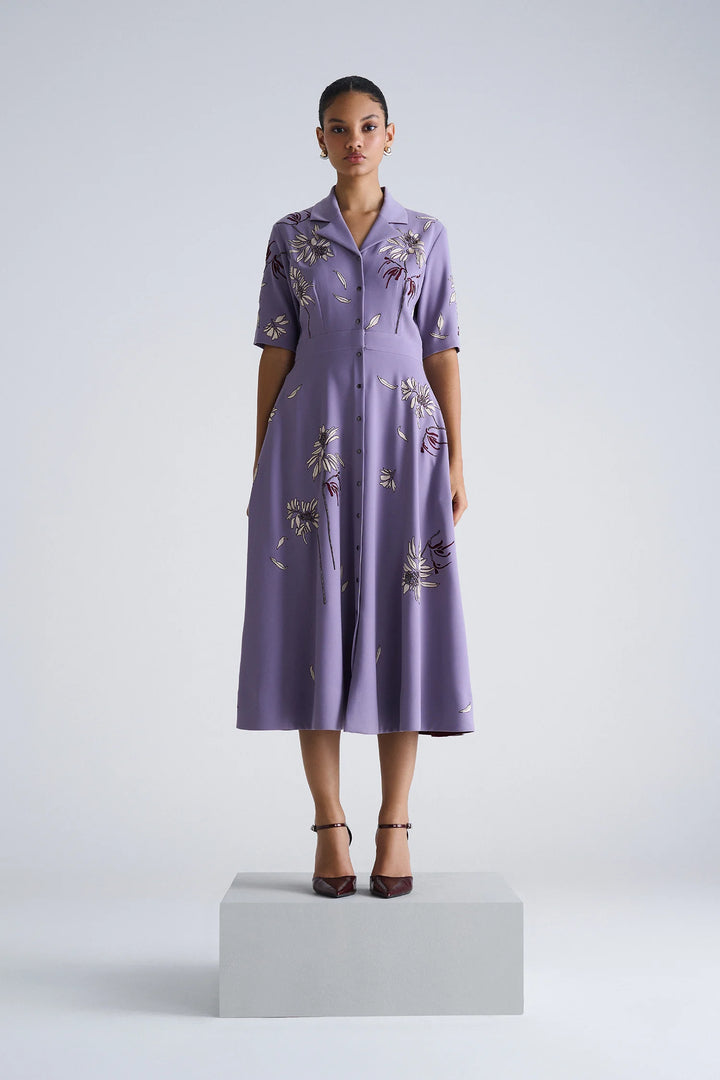 CRYS COAT COLLAR CIRCULAR DRESS