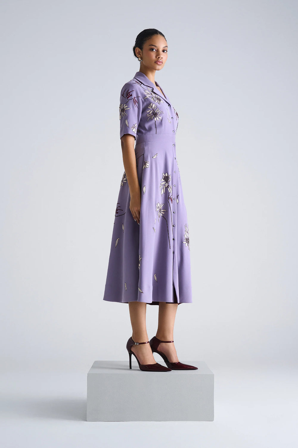 CRYS COAT COLLAR CIRCULAR DRESS
