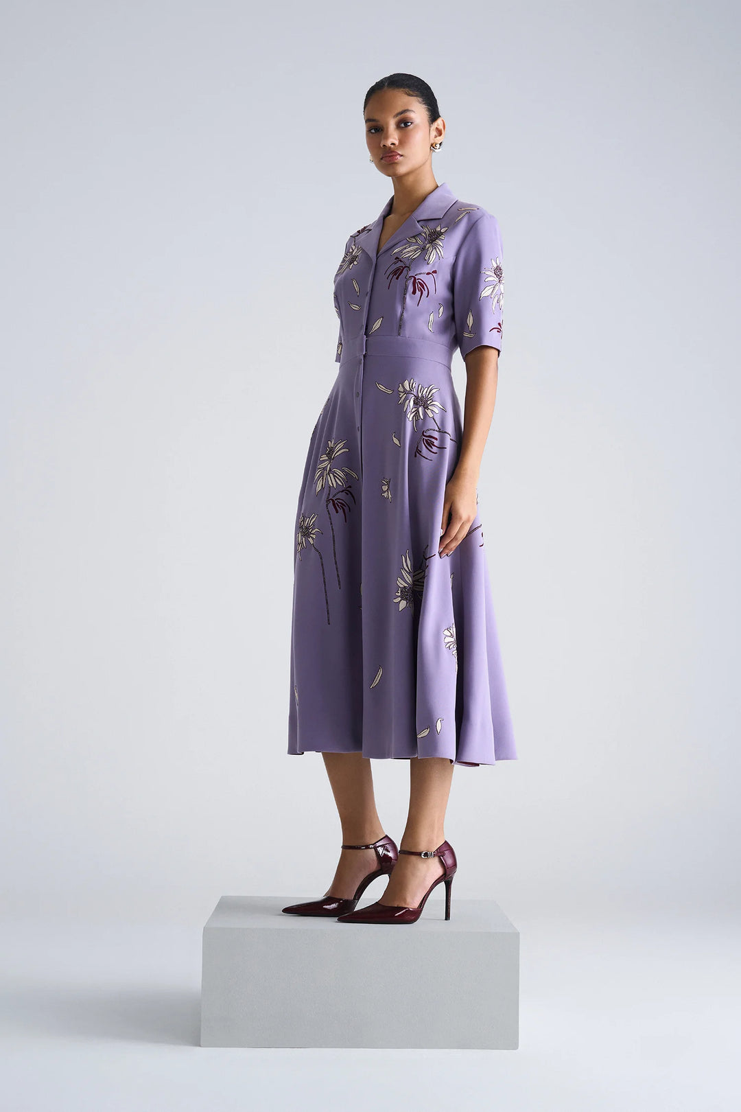 CRYS COAT COLLAR CIRCULAR DRESS