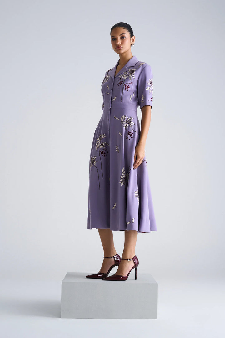 CRYS COAT COLLAR CIRCULAR DRESS