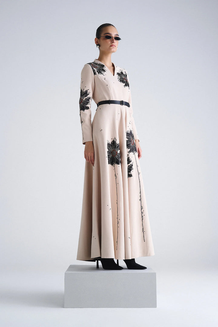 FLORAL BUBBLE LONG CIRCULAR DRESS