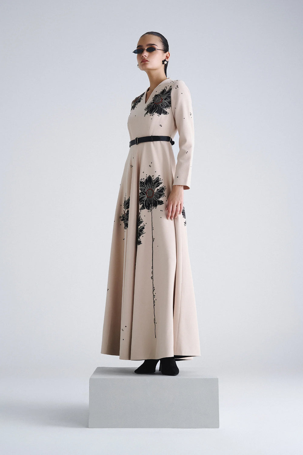 FLORAL BUBBLE LONG CIRCULAR DRESS