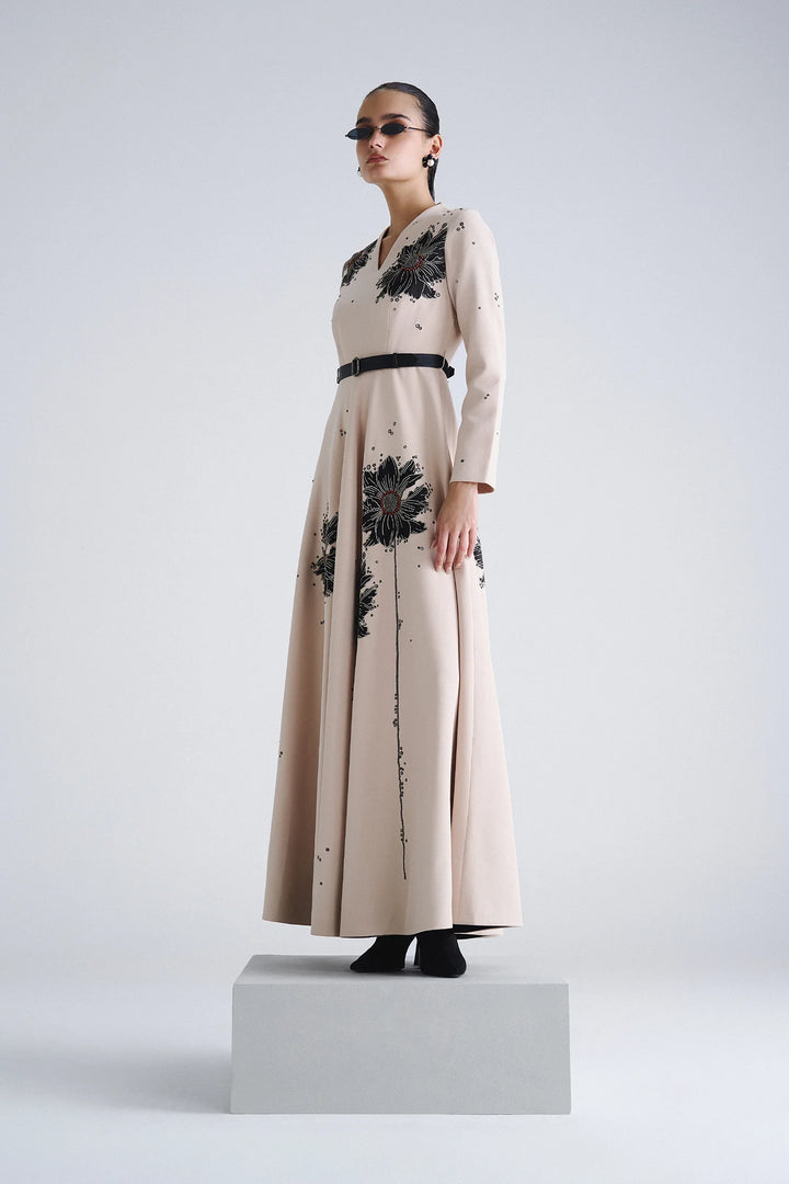 FLORAL BUBBLE LONG CIRCULAR DRESS