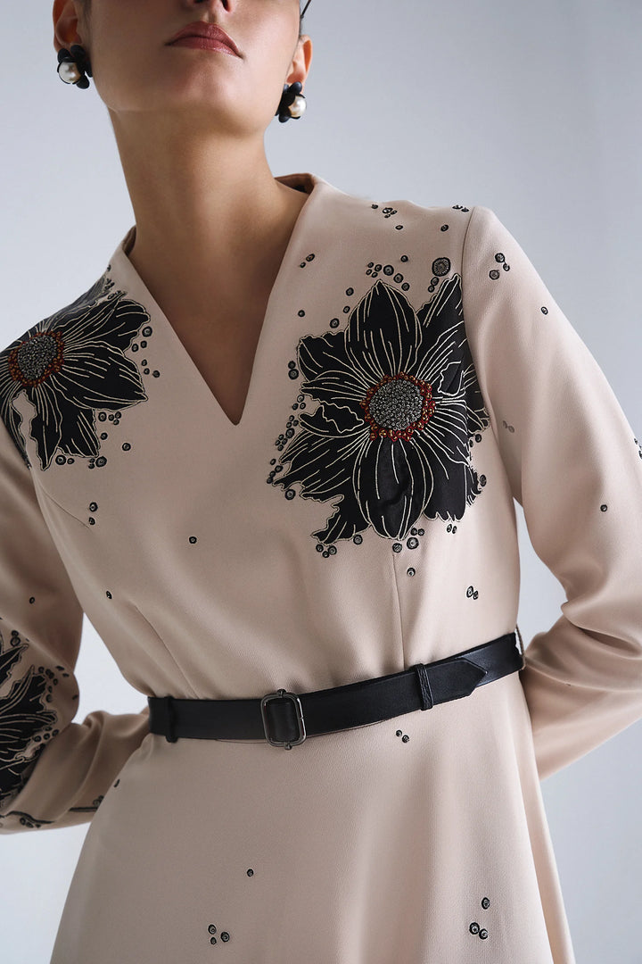 FLORAL BUBBLE LONG CIRCULAR DRESS