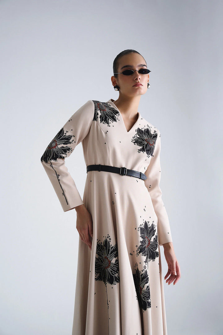 FLORAL BUBBLE LONG CIRCULAR DRESS
