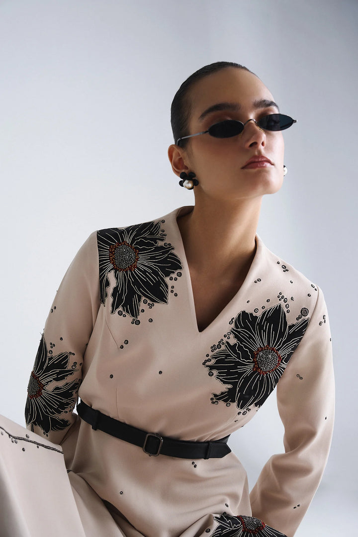 FLORAL BUBBLE LONG CIRCULAR DRESS