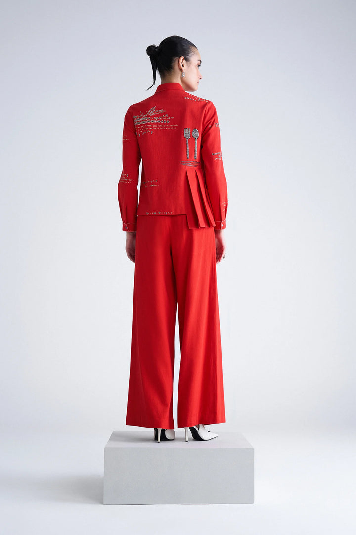 CUTLERY ONE SIDE KNIFE PLEATED SHIRT