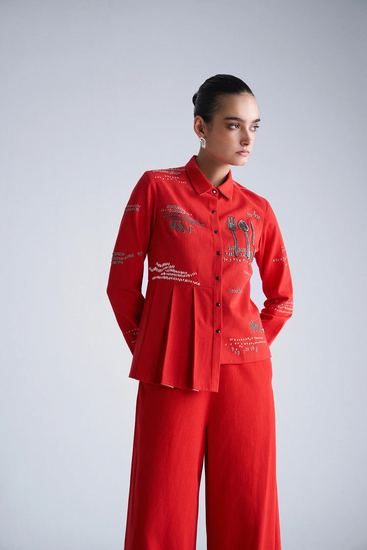 CUTLERY ONE SIDE KNIFE PLEATED SHIRT