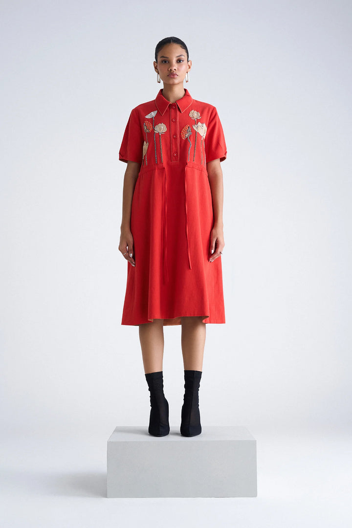 EARTH LOTUS MIDI DRESS