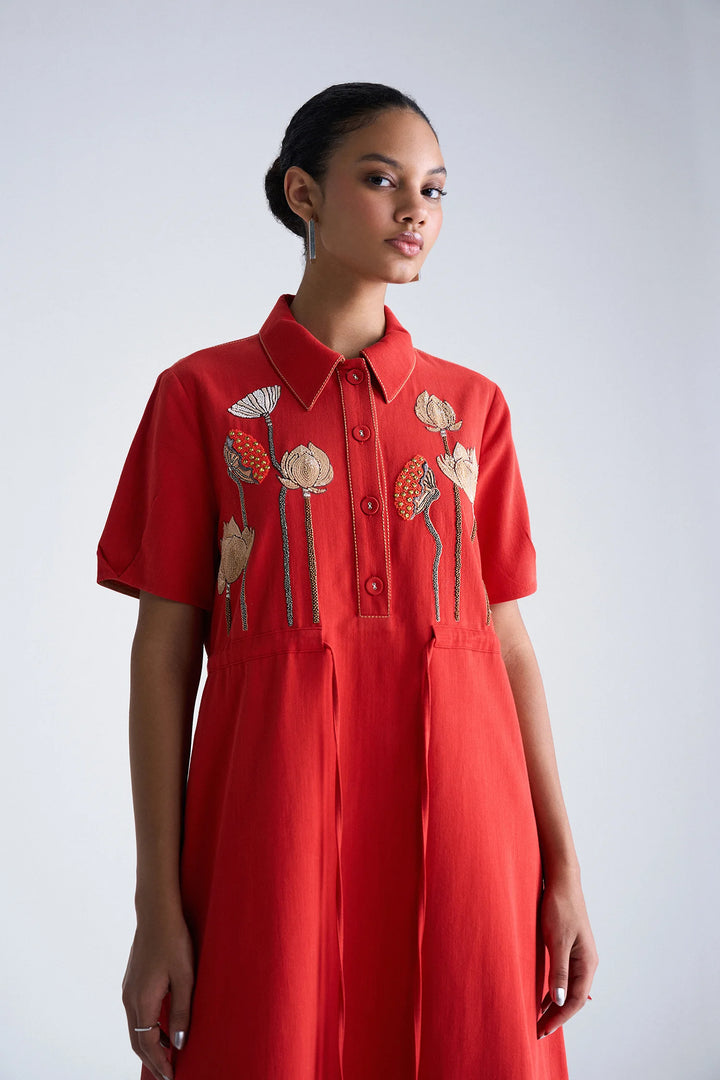 EARTH LOTUS MIDI DRESS