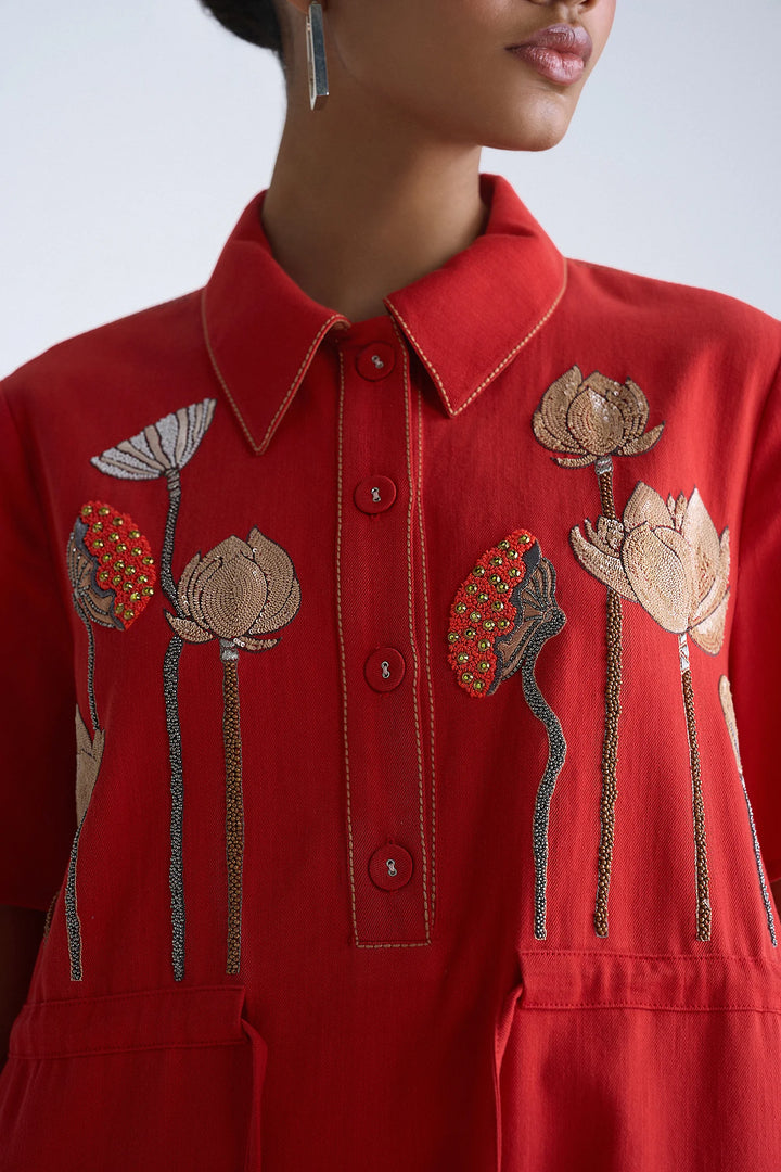 EARTH LOTUS MIDI DRESS