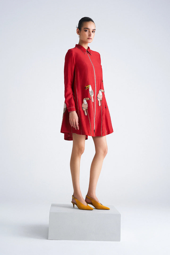TOUCAN SIDE TRIANGLE SHIRT DRESS