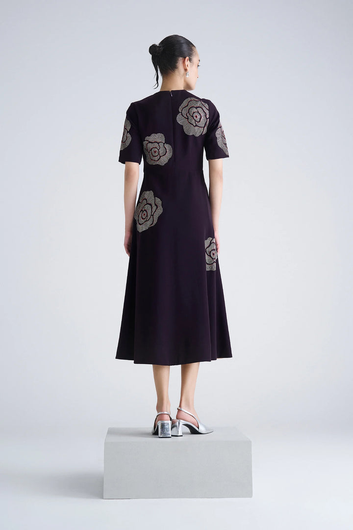 GEOMETRIC ROSES MIDI DRESS