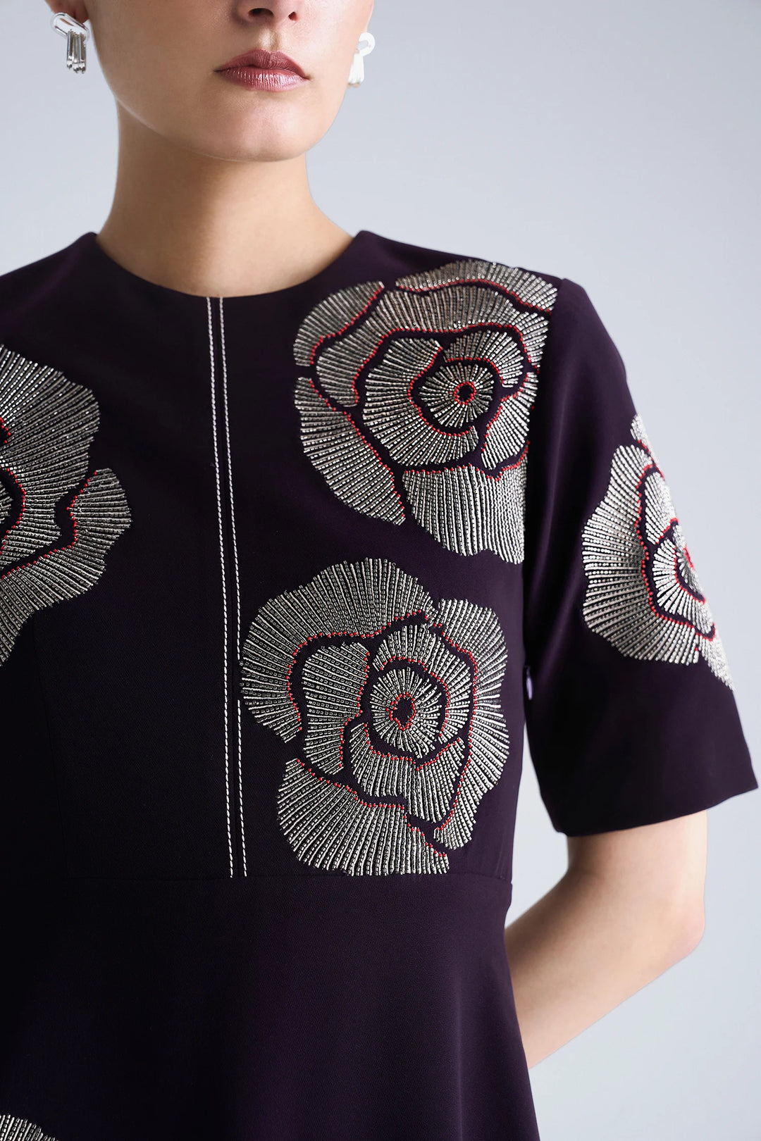GEOMETRIC ROSES MIDI DRESS