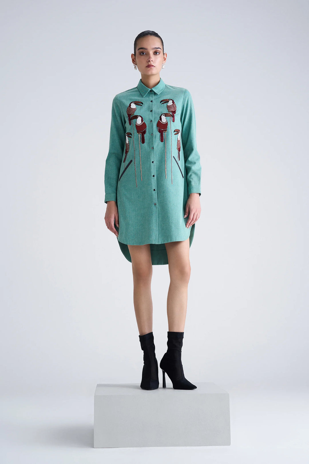 TOUCAN HIGH LOW SHIRT DRESS