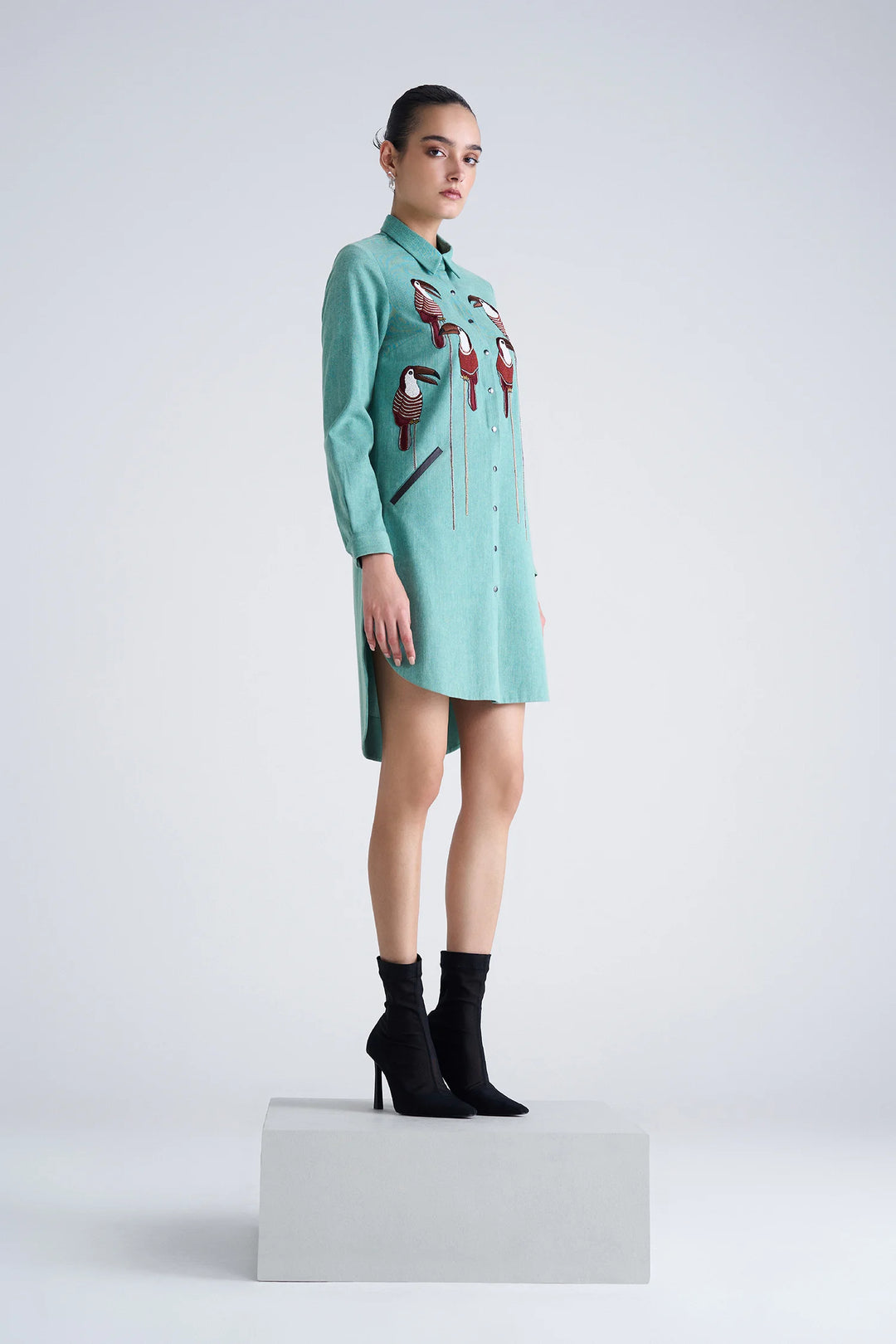 TOUCAN HIGH LOW SHIRT DRESS