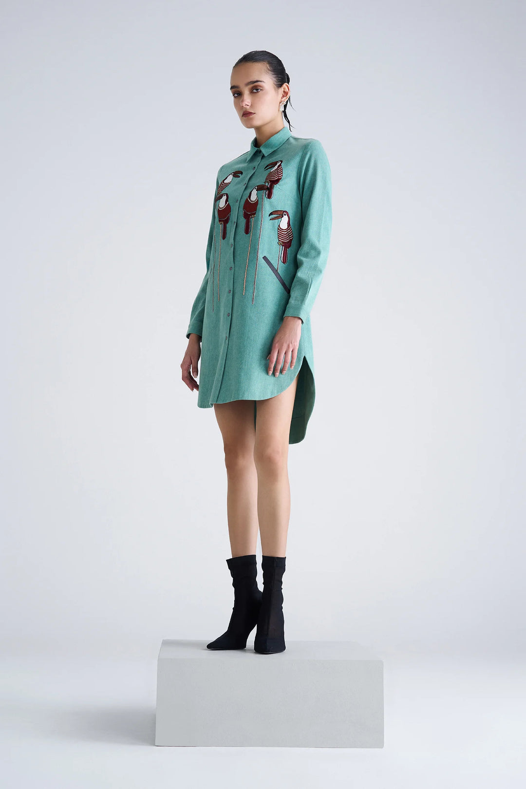 TOUCAN HIGH LOW SHIRT DRESS