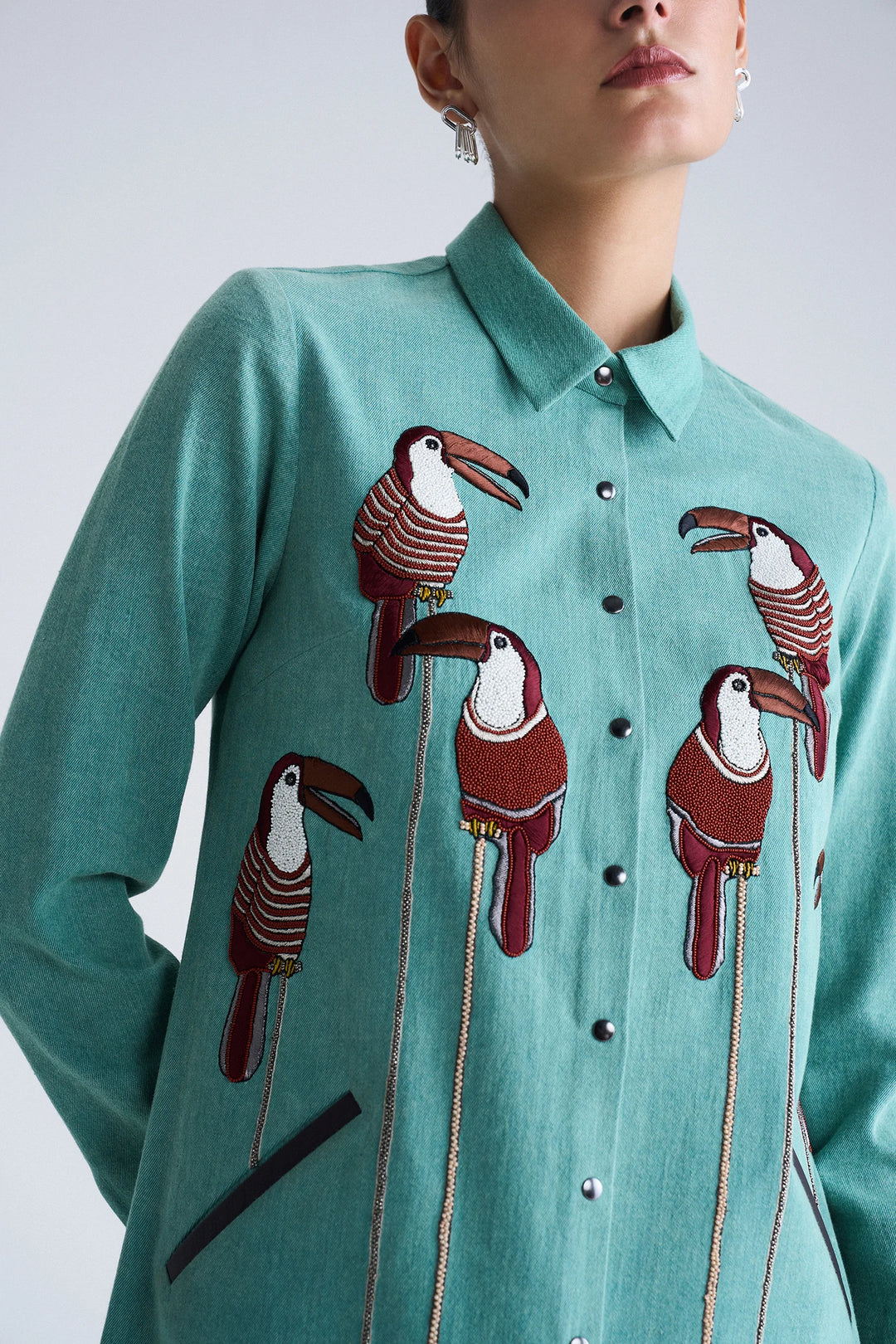 TOUCAN HIGH LOW SHIRT DRESS