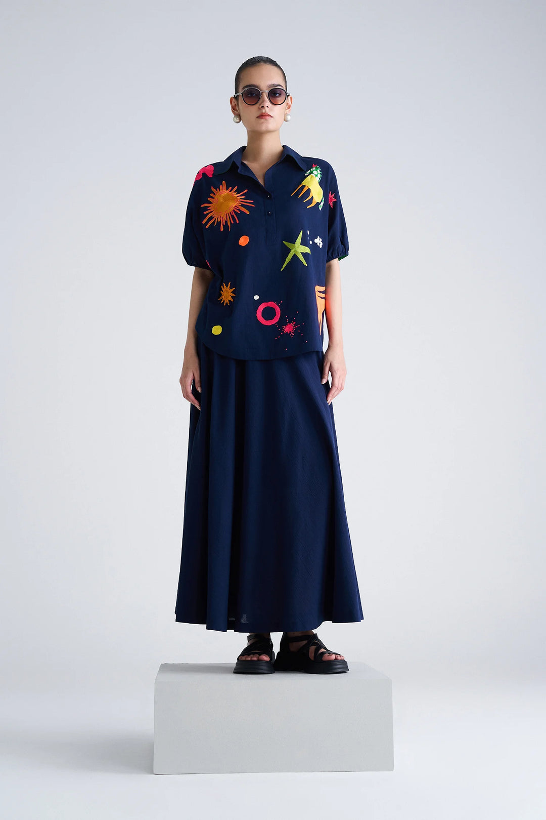 CIRCULAR SKIRT OF KIDOODLE BUTTON DOWN TOP