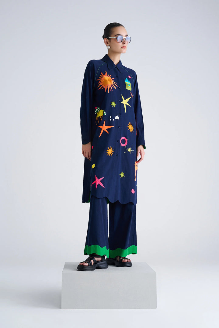 KIDOODLE RAGLAN SLEEVE LONG SHIRT DRESS WITH FLARED PANT