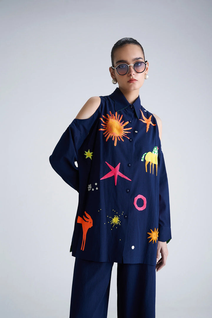 KIDOODLE COLD SHOULDER SHIRT DRESS