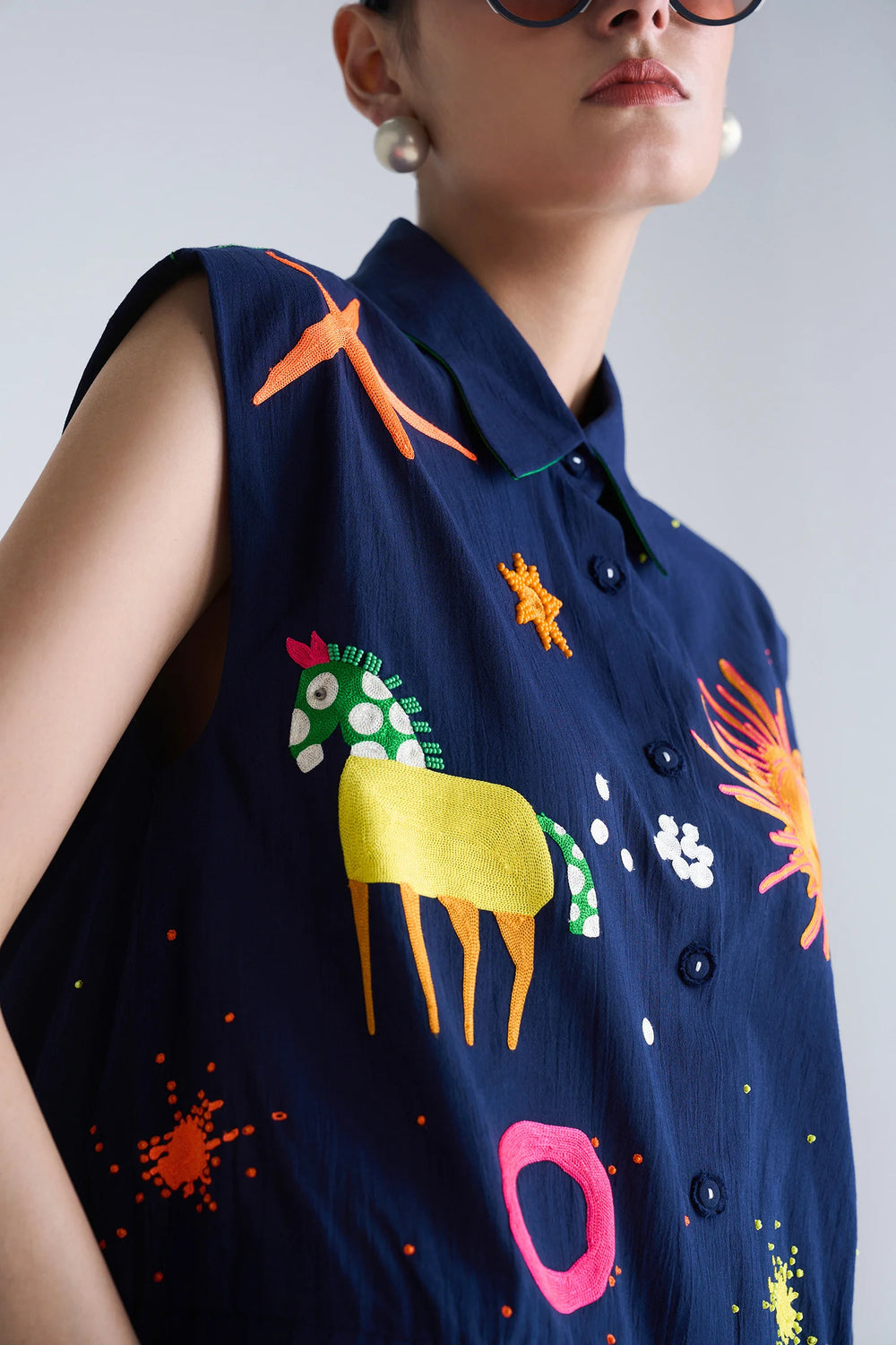 FLARED PANT OF KIDOODLE SLEEVELESS BOX SHIRT