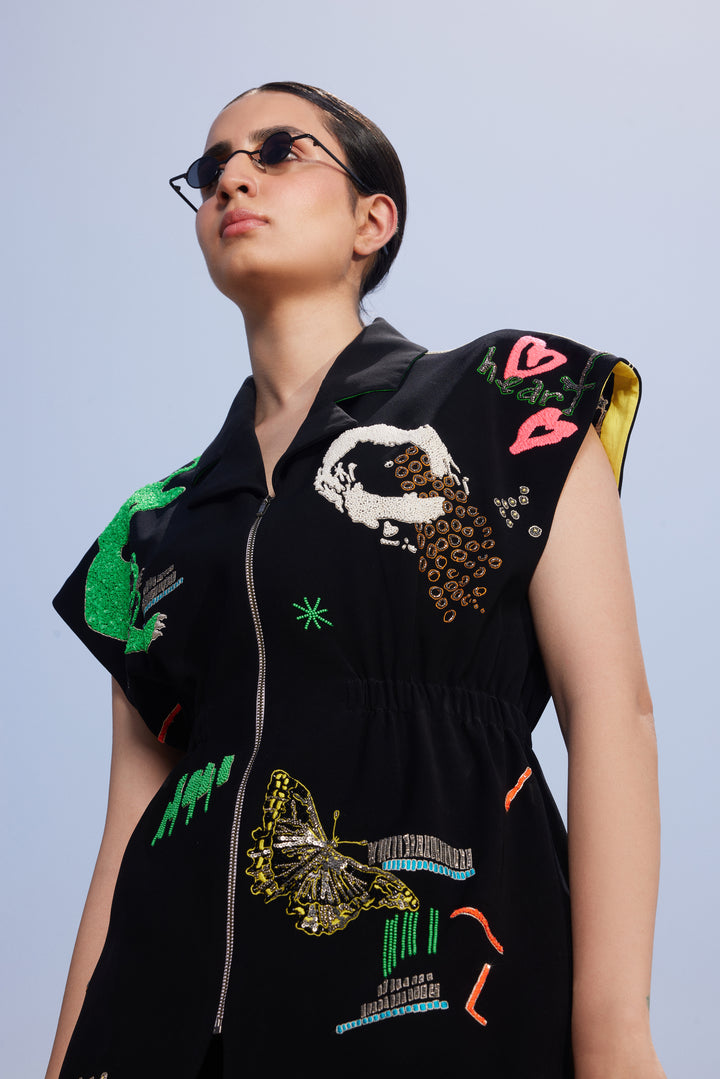FUNKY PANTHER ROBE JACKET WITH CIRCULAR SKIRT