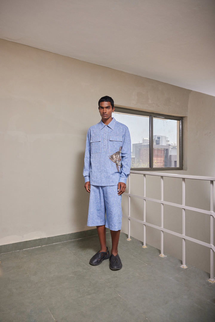 BIG FISH FULL SLEEVE SHIRT WITH BARMUDA SHORTS