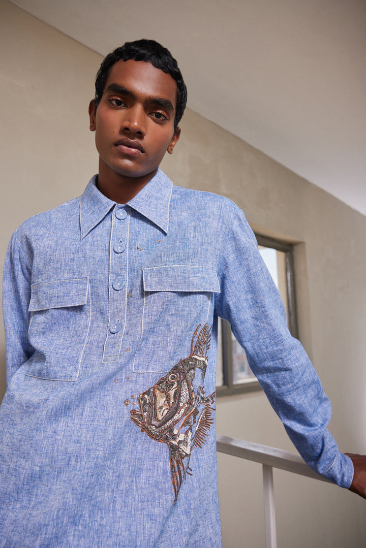 BIG FISH FULL SLEEVE SHIRT WITH BARMUDA SHORTS